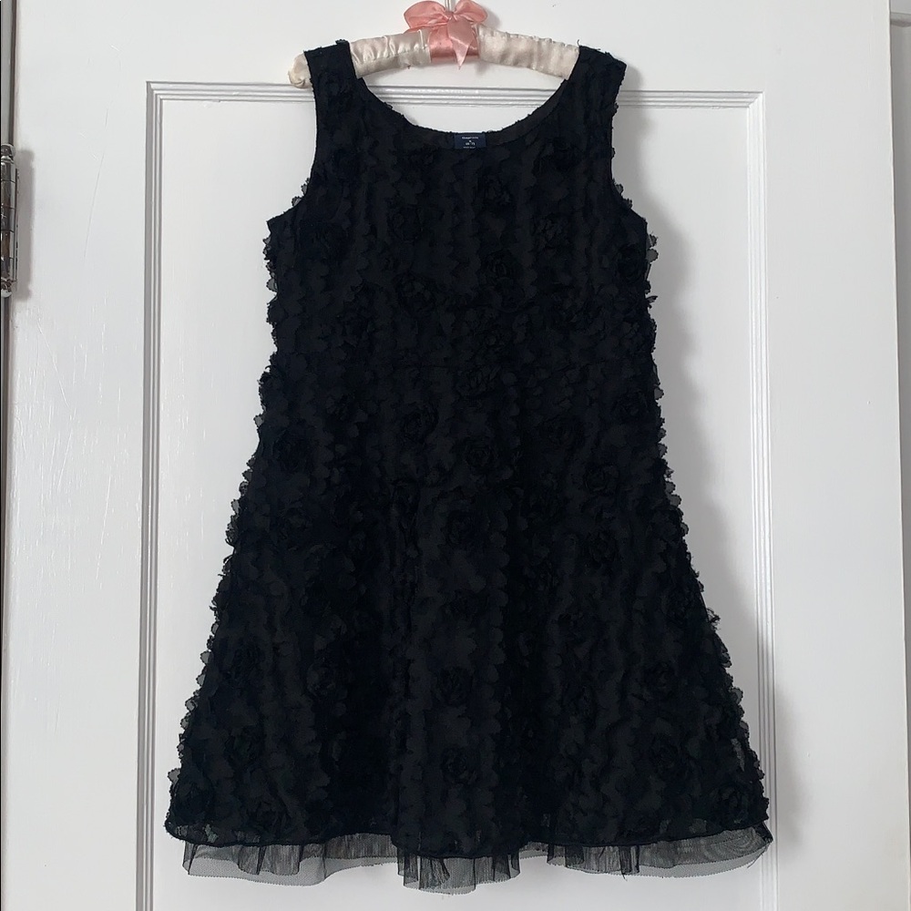 GAP Textured Black Roses Overlay Dress 6/7 EUC